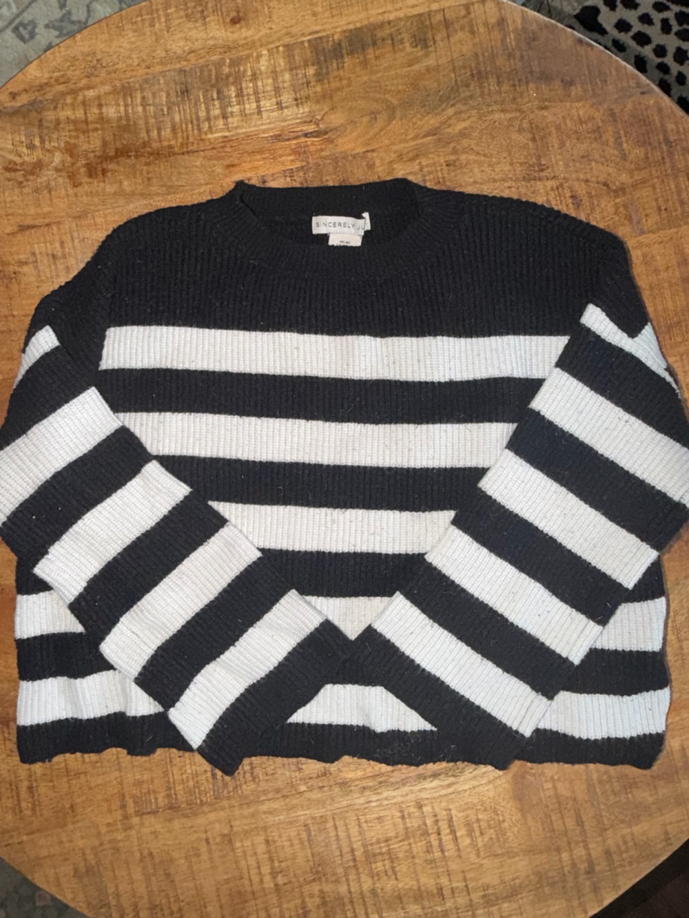 Sincerely Jules Black & White Striped Crewneck Sweater